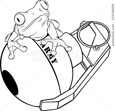 vector illustration of frog on hand granate vector illustration of frog on hand granate 103590000
