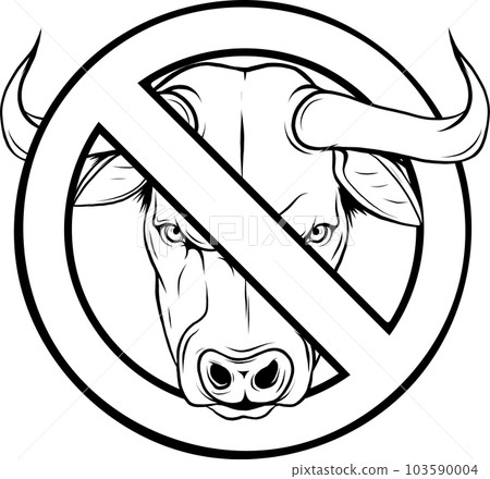 monochrome prohibited sign of bull head on white background 103590004
