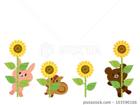 向日葵和動物的框架和背景 103590188