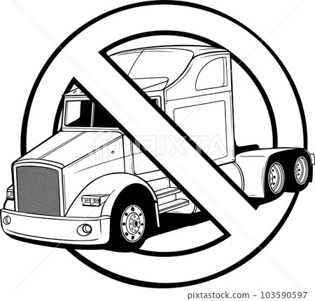 Monochrome semi truck vector illustration on white background 103590597