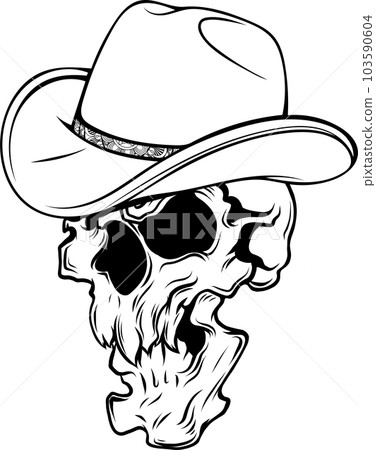 vector illustration of Skull cowboy monochrome on white background vector illustration of Skull cowboy monochrome on white background 103590604