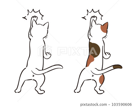 Illustration set of a kitten trying to catch something Illustration set of a kitten trying to catch something 103590606