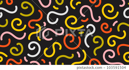 Colorful doodle seamless pattern. Abstract childish squiggle repeating background. Simple scribbles and shapes wallpaper. Textile or fabric print design swatch. Vector backdrop. Colorful doodle seamless pattern. Abstract childish squiggle repeating background. Simple scribbles and shapes wallpaper. Textile or fabric print design swatch. Vector backdrop. 103591504