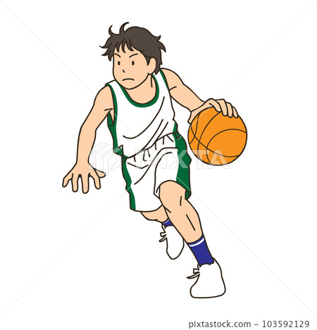 Basket ball boy performing dribble Royalty Free Vector Image