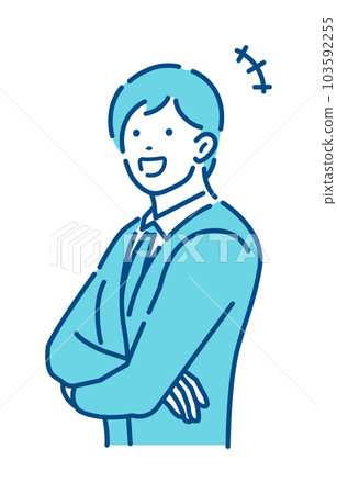 有手臂（上半身）的年輕男性上班族矢量圖/微笑/快樂 103592255