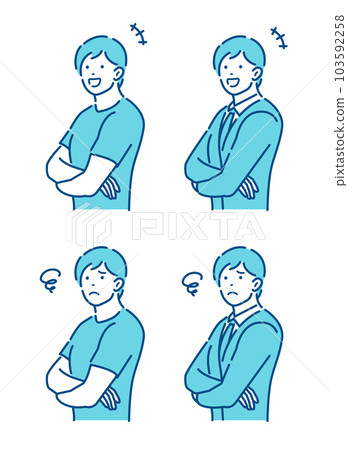 Young man with arms (office worker, private clothes / upper body) vector illustration set Young man with arms (office worker, private clothes / upper body) vector illustration set 103592258