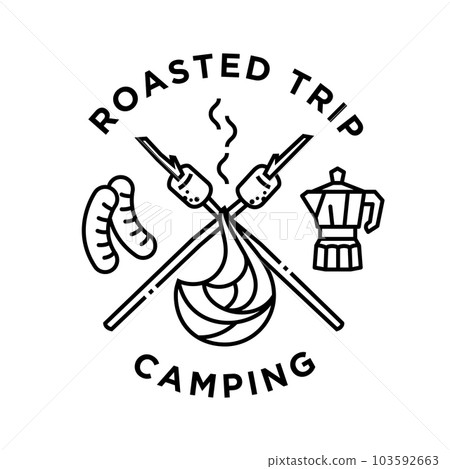 roasted camping trip poster design vintage monoline vector illustration roasted camping trip poster design vintage monoline vector illustration 103592663