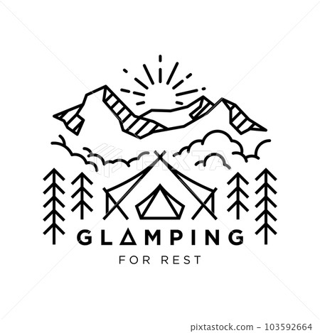 glamorous camping vintage monoline vector illustration glamorous camping vintage monoline vector illustration 103592664