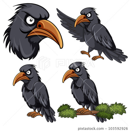 Set of angry raven cartoon character Set of angry raven cartoon character 103592926