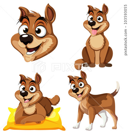 Set of excited dog cartoon character 103593055