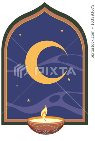 Crescent Moon At Night Muslim Mosque Crescent Moon At Night Muslim Mosque 103593075
