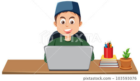 Muslim Man Working at the Table 103593076