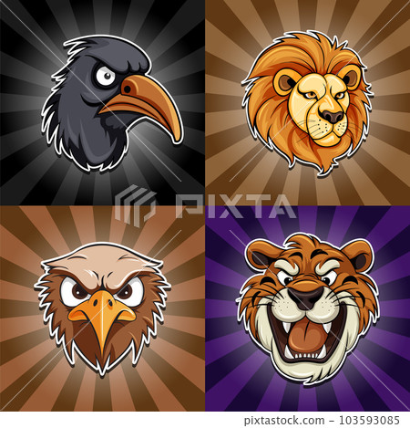 Animal face on retro comic background Animal face on retro comic background 103593085