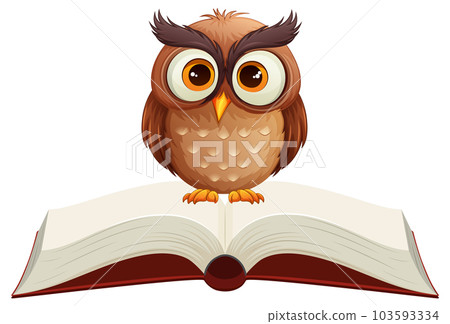 Cute Owl with Open Book 103593334