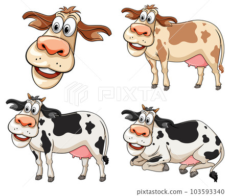 Set of funny cow cartoon character 103593340