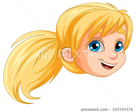 Girl with ponytail hair head 103593374