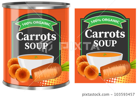 Carrot Soup in Food Can with Label Isolated 103593457
