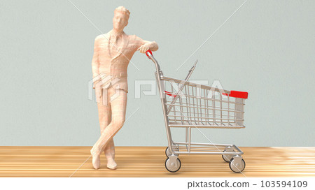 man and shopping cart for Business concept 3d rendering man and shopping cart for Business concept 3d rendering 103594109