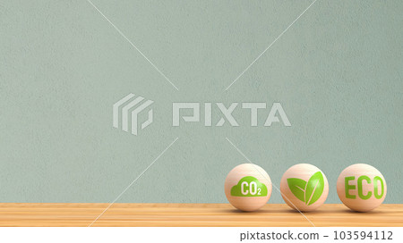 The eco icon on wood ball 3d rendering The eco icon on wood ball 3d rendering 103594112