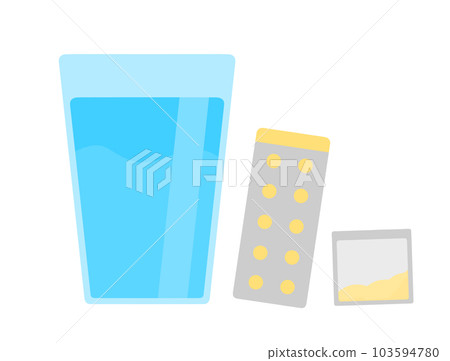 Cup of water and oral medicine 103594780