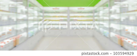pharmacy drugstore shelves interior blurred abstract panorama background pharmacy drugstore shelves interior blurred abstract panorama background 103594929