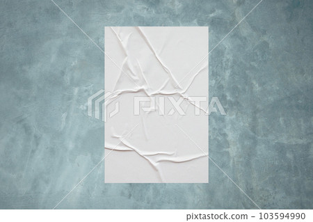 Blank white wheatpaste glued paper poster mockup on concrete wall background Blank white wheatpaste glued paper poster mockup on concrete wall background 103594990