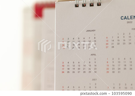Close up calendar page dates and month background business planning appointment meeting concept 103595090