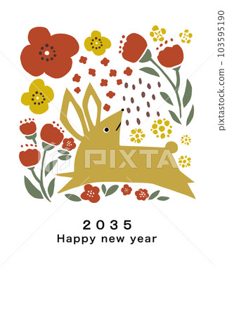 2035 Rabbit New Year's card template 103595190
