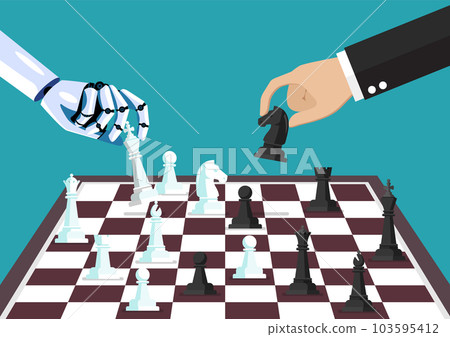 Robot vs Human playing Chess Robot vs Human playing Chess 103595412
