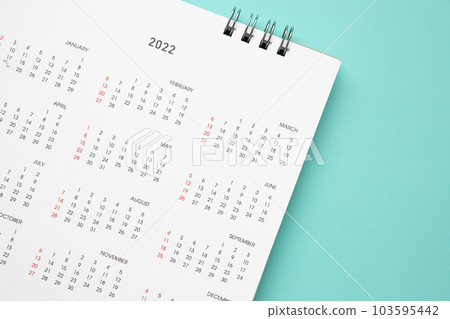 2022 calendar page on blue background business planning appointment meeting concept 103595442