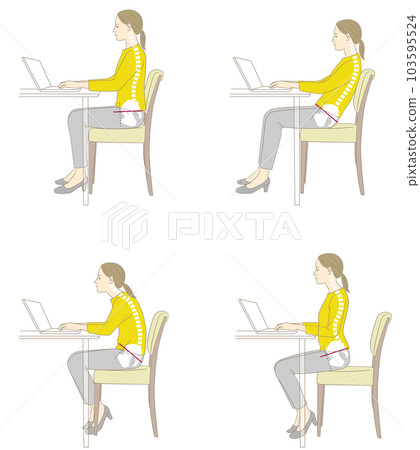 Good and bad posture for desk work 103595524
