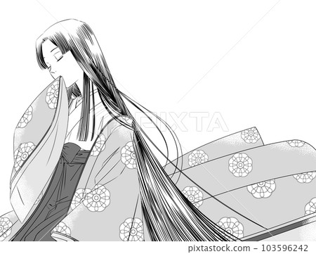 平安時代服裝的女人，漫畫風格 103596242