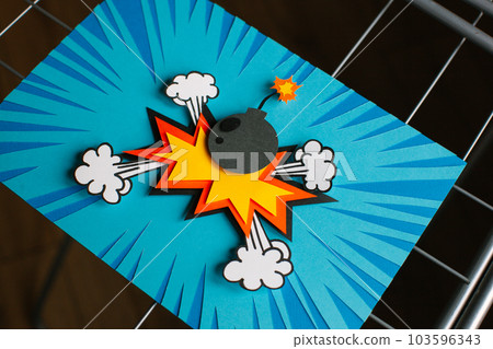 Handmade colorful paper cutting speech bubble. Pop art and comic style.  103596343