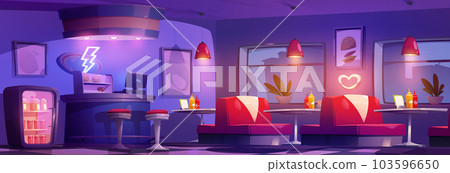 Night restaurant interior for diner cartoon vector Night restaurant interior for diner cartoon vector 103596650