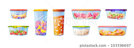 Plastic food container box with lunch salad vector 103596697