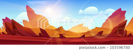 Rock desert cartoon vector landscape background Rock desert cartoon vector landscape background 103596780