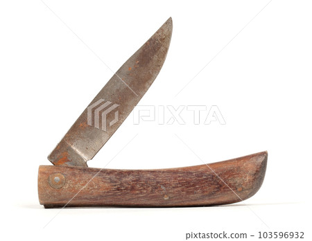 Rusty pocket knife isolated on white Rusty pocket knife isolated on white 103596932