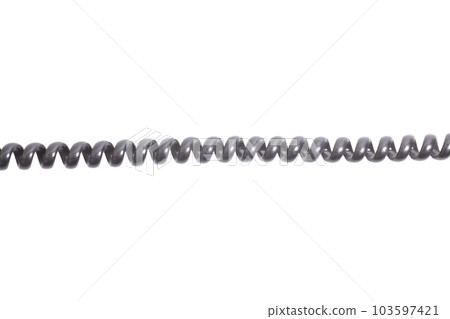Black spiral telephone cord isolated on white background Black spiral telephone cord isolated on white background 103597421
