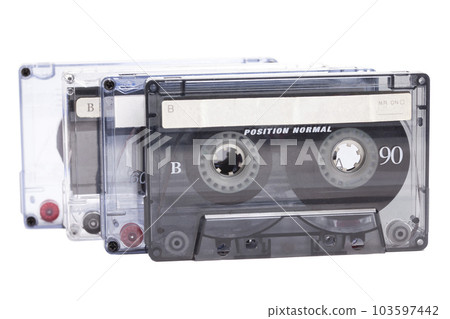 Audio cassettes tape isolated on white background. Audio cassettes tape isolated on white background. 103597442
