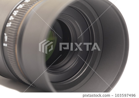 Camera photo lens macro isolated on white background Camera photo lens macro isolated on white background 103597496