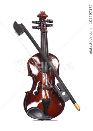 Violin with bow isolated on white background Violin with bow isolated on white background 103597573