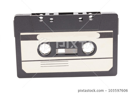 Audio cassette tape isolated on white background. 103597606