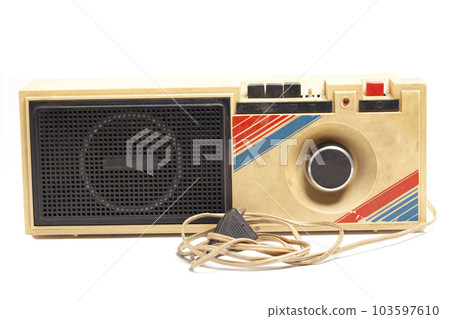 Old transistor radio isolated on white 103597610