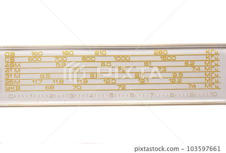 Old time radio selector isolated on white background 103597661