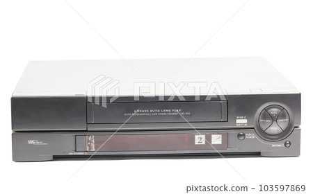 Old video cassette recorder, isolated on white background 103597869