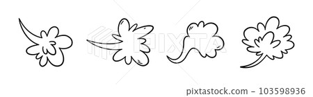 Comic fart cloud. Bad stink balloon. Explosion, angry breath. Cloud of smoke gas in comic style. Funny flatulence symbol. Set of vector illustration isolated on white background 103598936