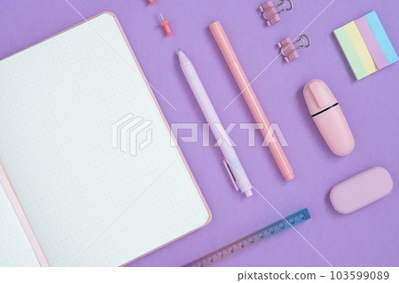 Empty notebook page for your text with pastel pink stationery 103599089