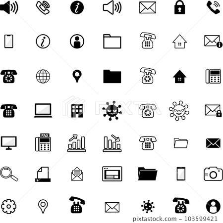 Telephone / contact simple illustration icon set Telephone / contact simple illustration icon set 103599421