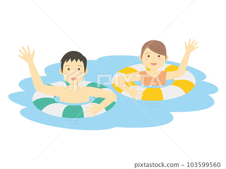 Sea bathing illustration_Illustration of men and women playing in the water_3 Sea bathing illustration_Illustration of men and women playing in the water_3 103599560