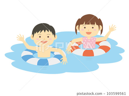 Sea bathing illustration_Illustration of a child playing in the water_3 103599561